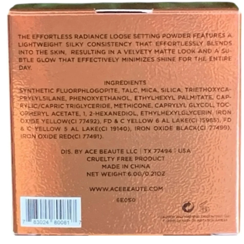 Ace Beaute Effortless Radiance Loose Setting Powder in Medium, FULL SIZE, NEW